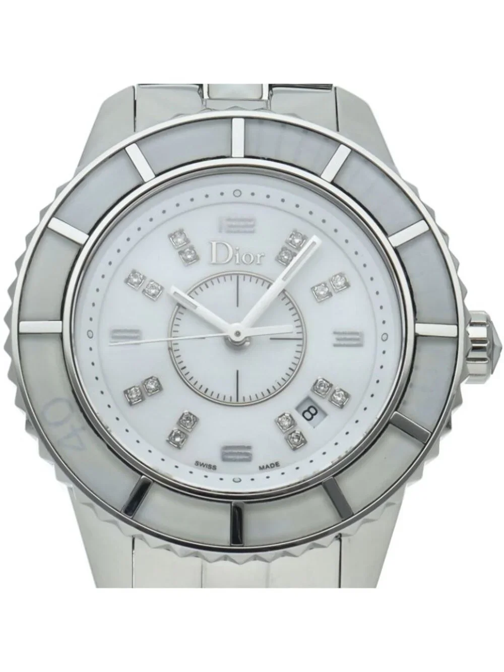 Dior Crystal Watch Diamond SS White Medium